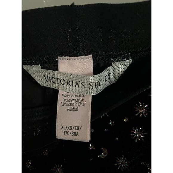 Victoria’s Secret black bottoms, velvet snowflakes XL shimmer sparkly moons - Picture 2 of 5
